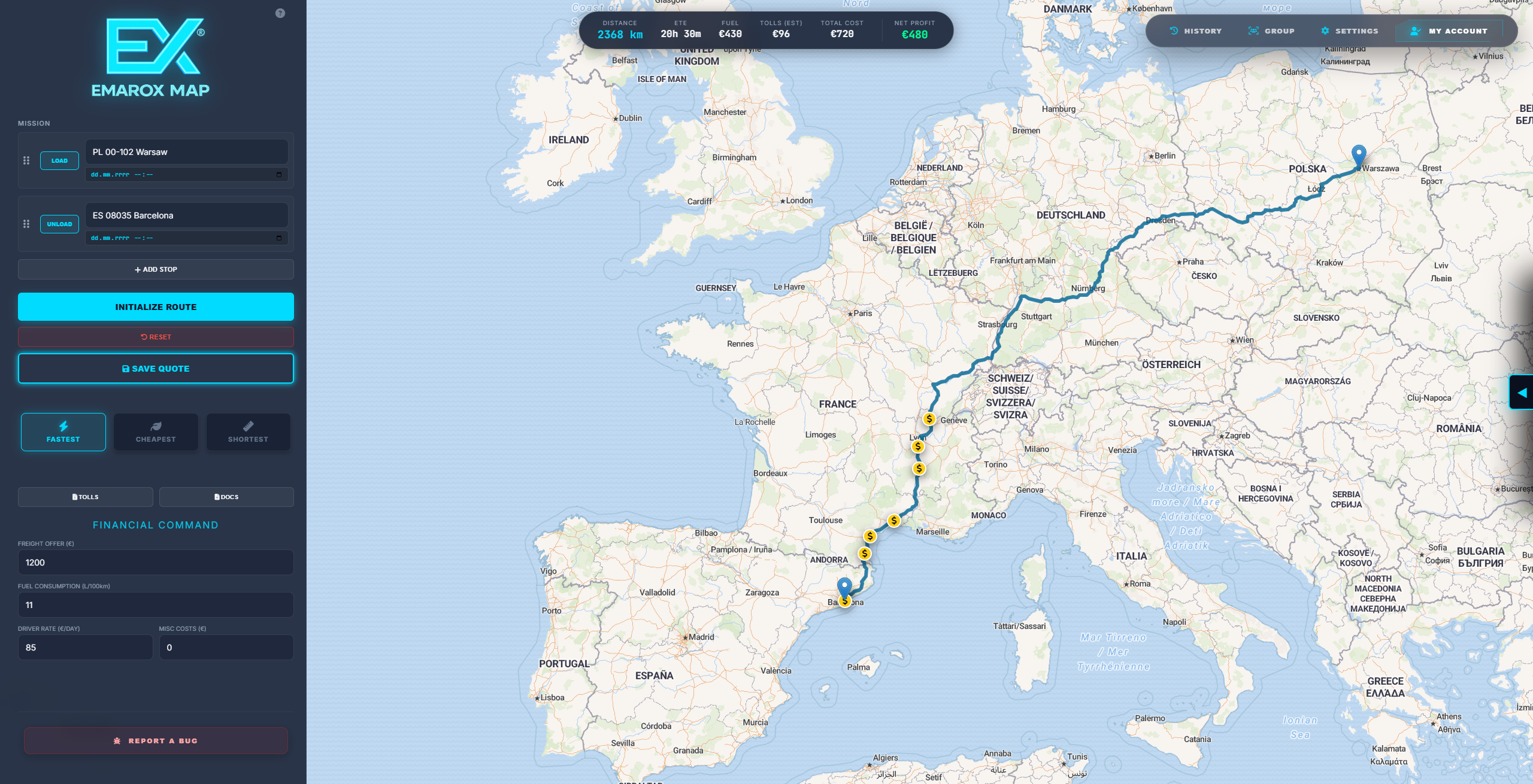 Mapa zasięgu firmy EMAROX